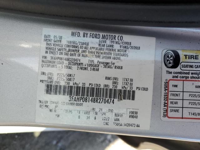 Photo 11 VIN: 3FAHP08148R270474 - FORD FUSION SEL 