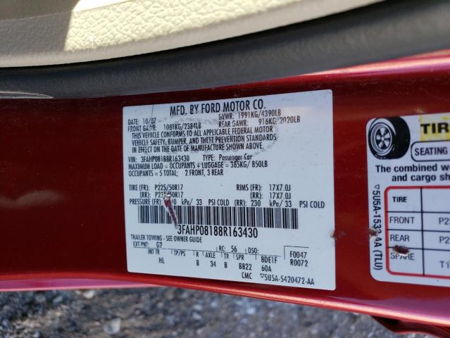 Photo 11 VIN: 3FAHP08188R163430 - FORD FUSION 