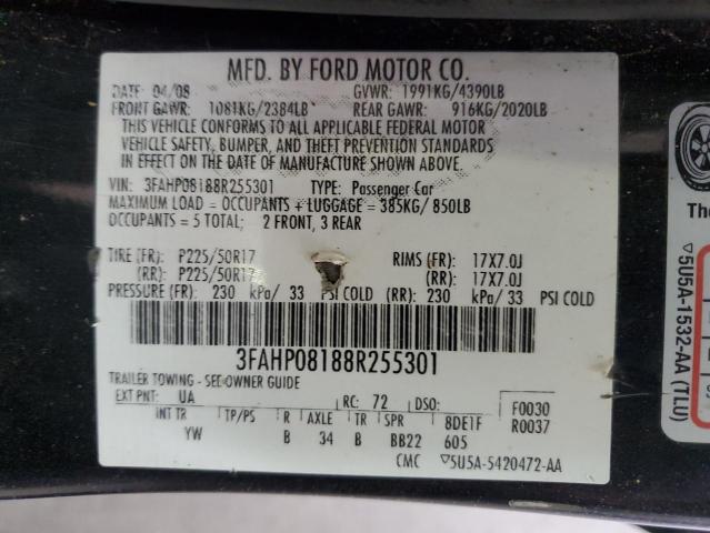 Photo 11 VIN: 3FAHP08188R255301 - FORD FUSION SEL 