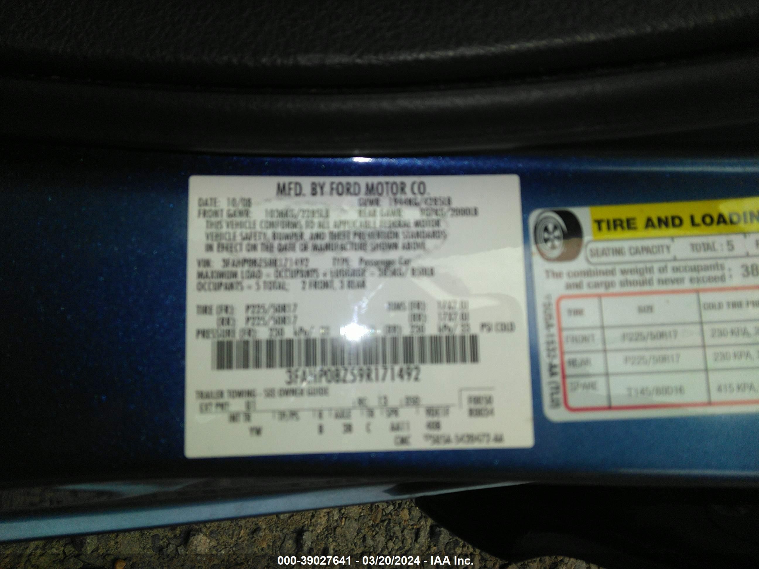 Photo 8 VIN: 3FAHP08Z59R171492 - FORD FUSION 