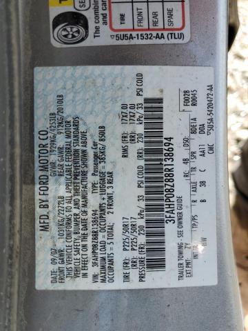 Photo 11 VIN: 3FAHP08Z88R138694 - FORD FUSION SEL 