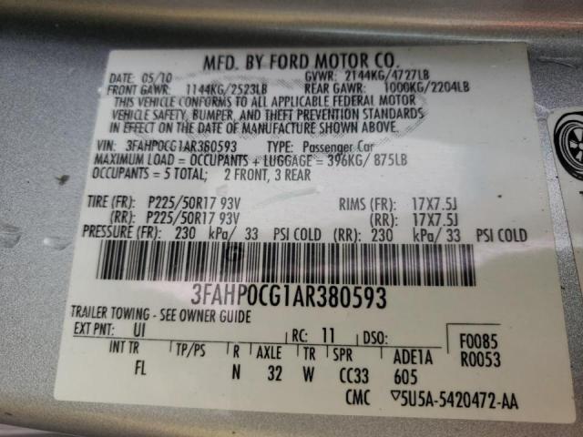 Photo 9 VIN: 3FAHP0CG1AR380593 - FORD FUSION SEL 