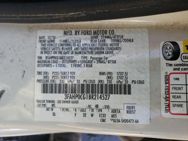 Photo 9 VIN: 3FAHP0CG1BR214527 - FORD FUSION SEL 