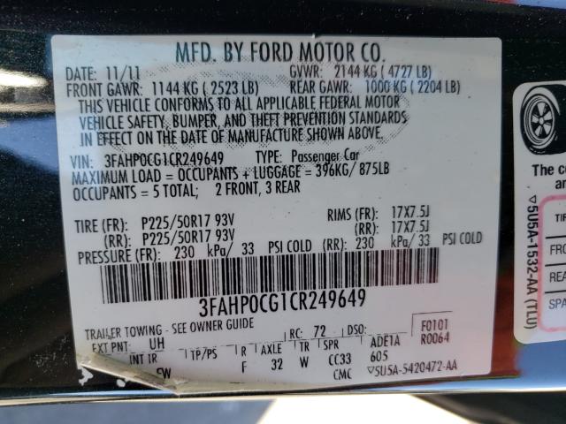 Photo 9 VIN: 3FAHP0CG1CR249649 - FORD FUSION SEL 