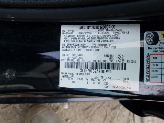 Photo 9 VIN: 3FAHP0CG2AR101944 - FORD FUSION SEL 