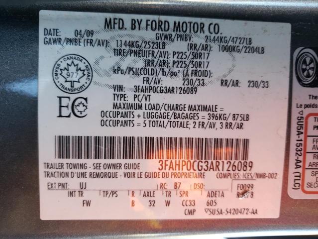 Photo 11 VIN: 3FAHP0CG3AR126089 - FORD FUSION SEL 