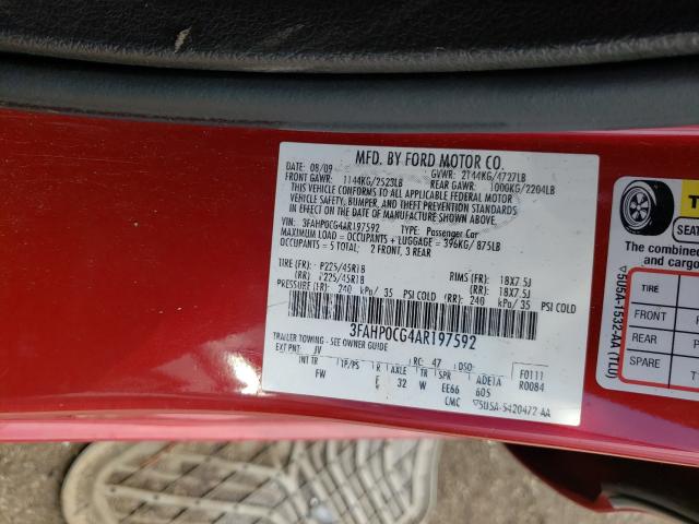 Photo 9 VIN: 3FAHP0CG4AR197592 - FORD FUSION SEL 