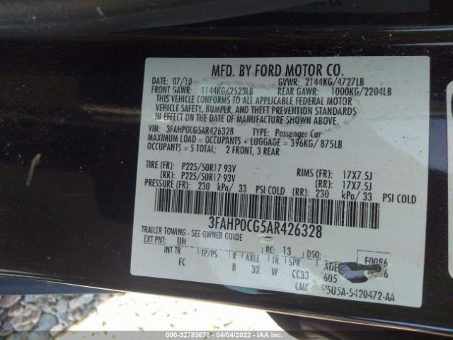 Photo 8 VIN: 3FAHP0CG5AR426328 - FORD FUSION 