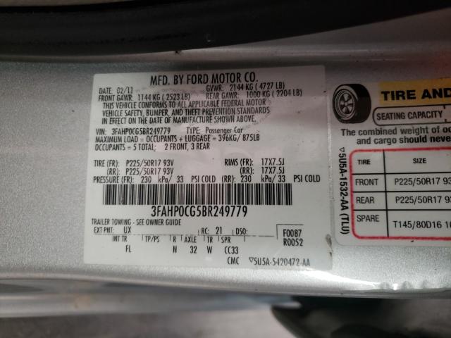 Photo 9 VIN: 3FAHP0CG5BR249779 - FORD FUSION SEL 