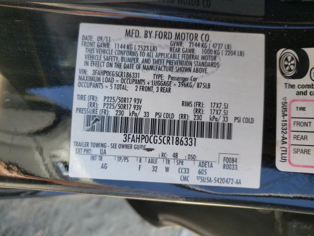 Photo 9 VIN: 3FAHP0CG5CR186331 - FORD FUSION SEL 