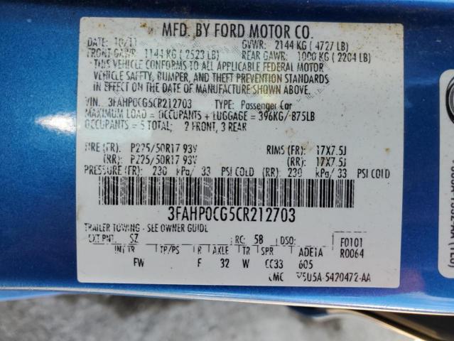 Photo 11 VIN: 3FAHP0CG5CR212703 - FORD FUSION 