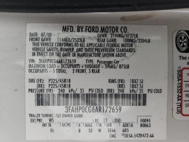 Photo 9 VIN: 3FAHP0CG6AR172659 - FORD FUSION SEL 