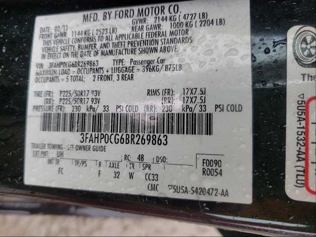 Photo 9 VIN: 3FAHP0CG6BR269863 - FORD FUSION SEL 