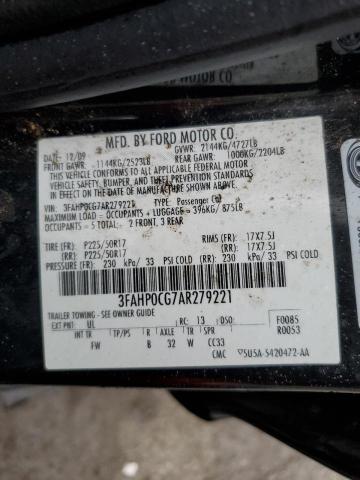 Photo 11 VIN: 3FAHP0CG7AR279221 - FORD FUSION SEL 