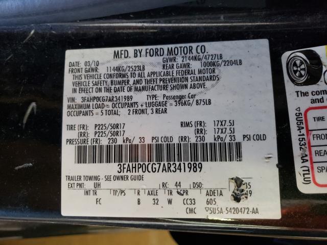 Photo 9 VIN: 3FAHP0CG7AR341989 - FORD FUSION 