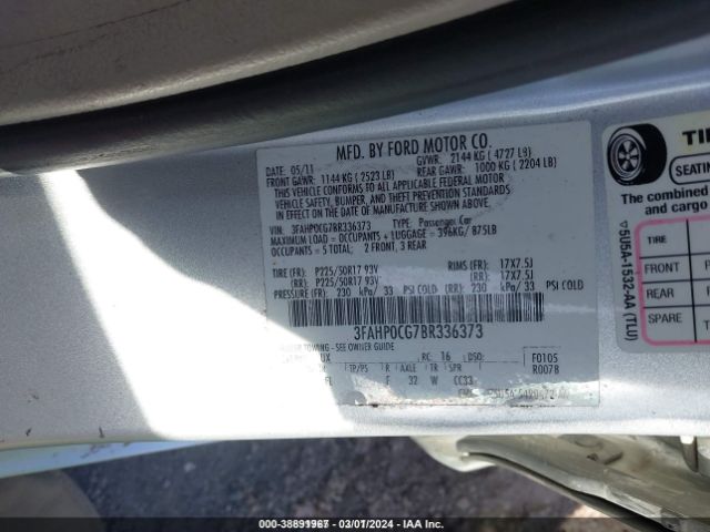 Photo 8 VIN: 3FAHP0CG7BR336373 - FORD FUSION 