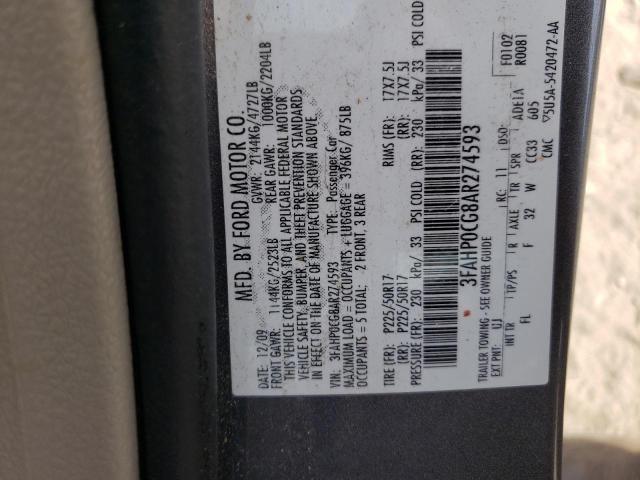 Photo 9 VIN: 3FAHP0CG8AR274593 - FORD FUSION SEL 