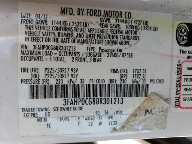 Photo 11 VIN: 3FAHP0CG8BR301213 - FORD FUSION SEL 