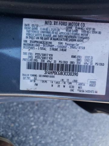 Photo 11 VIN: 3FAHP0CG8CR330390 - FORD FUSION SEL 