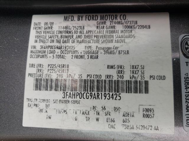 Photo 9 VIN: 3FAHP0CG9AR193425 - FORD FUSION SEL 