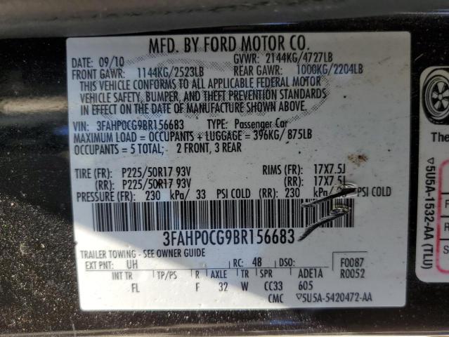 Photo 9 VIN: 3FAHP0CG9BR156683 - FORD FUSION SEL 