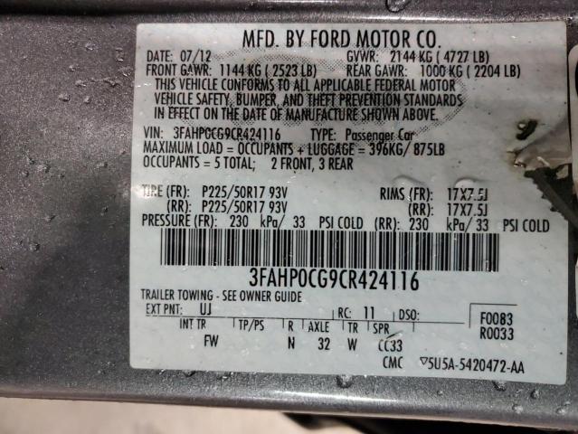 Photo 11 VIN: 3FAHP0CG9CR424116 - FORD FUSION 