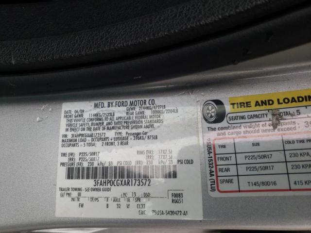 Photo 9 VIN: 3FAHP0CGXAR173572 - FORD FUSION SEL 