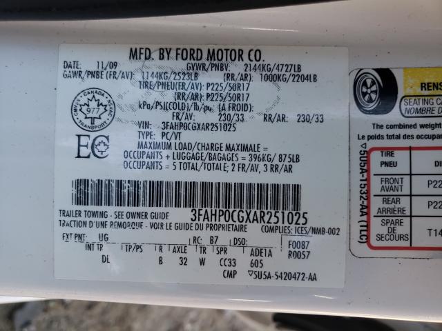 Photo 9 VIN: 3FAHP0CGXAR251025 - FORD FUSION SEL 