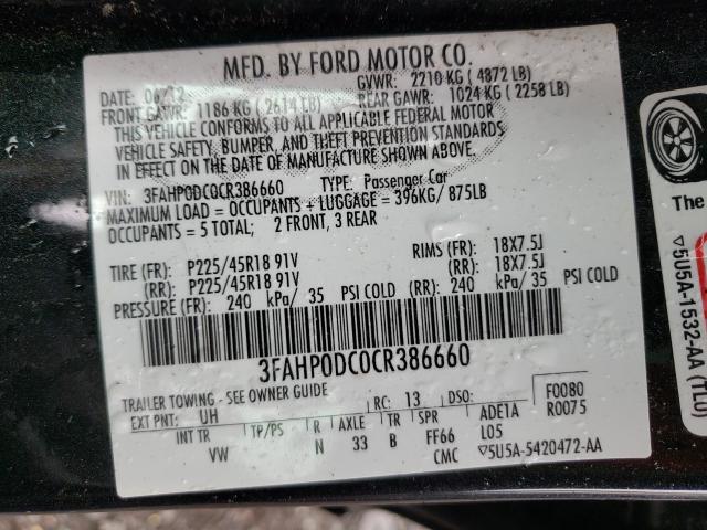 Photo 9 VIN: 3FAHP0DC0CR386660 - FORD FUSION SPO 