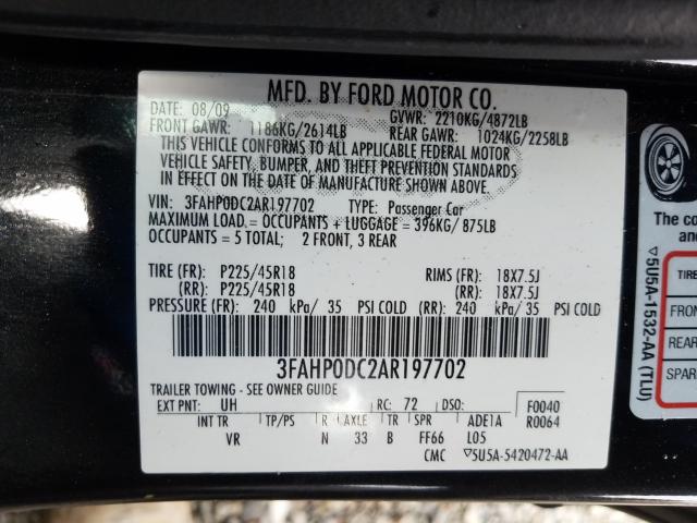 Photo 9 VIN: 3FAHP0DC2AR197702 - FORD FUSION SPO 