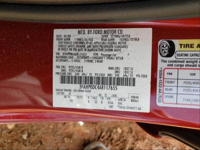 Photo 9 VIN: 3FAHP0DC4AR117655 - FORD FUSION SPO 