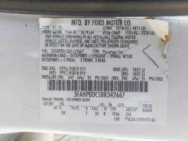 Photo 9 VIN: 3FAHP0DC5BR342667 - FORD FUSION SPO 