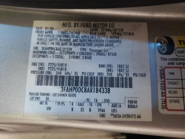 Photo 11 VIN: 3FAHP0DC8AR184338 - FORD FUSION SPO 