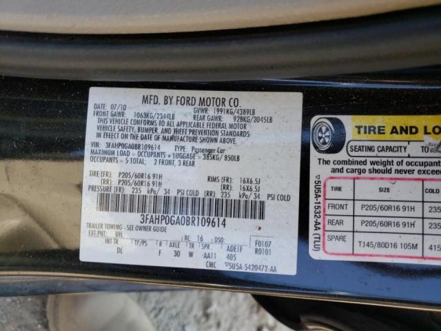 Photo 9 VIN: 3FAHP0GA0BR109614 - FORD FUSION S 