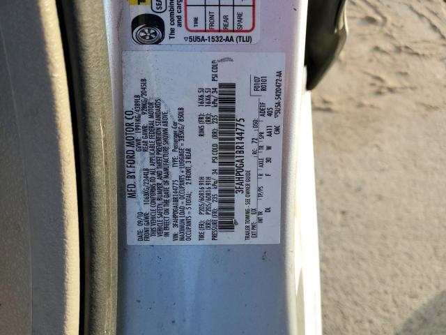 Photo 12 VIN: 3FAHP0GA1BR144775 - FORD FUSION S 