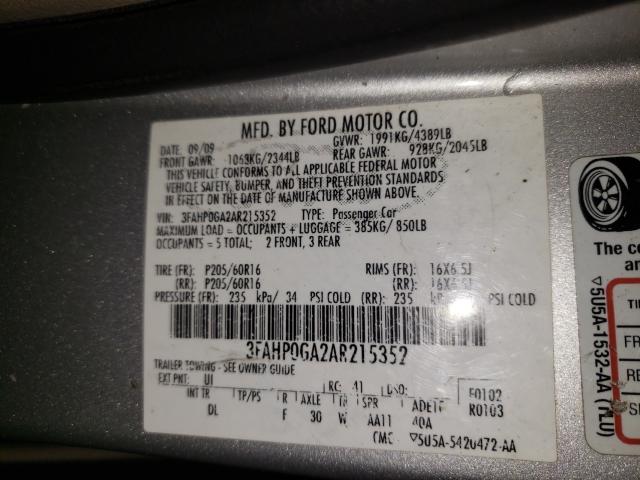 Photo 9 VIN: 3FAHP0GA2AR215352 - FORD FUSION S 