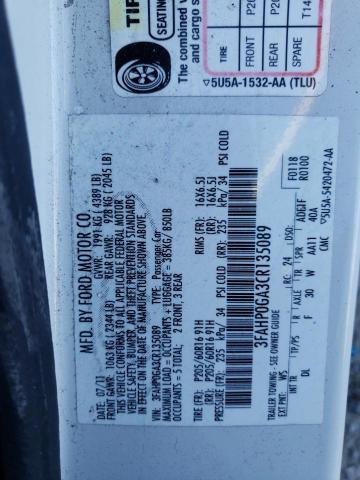 Photo 11 VIN: 3FAHP0GA3CR135089 - FORD FUSION S 