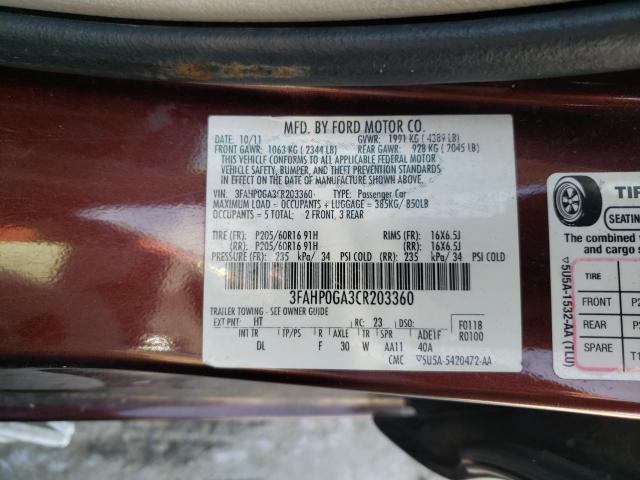 Photo 9 VIN: 3FAHP0GA3CR203360 - FORD FUSION SPO 