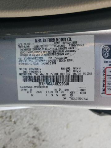 Photo 9 VIN: 3FAHP0GA4AR229060 - FORD FUSION S 