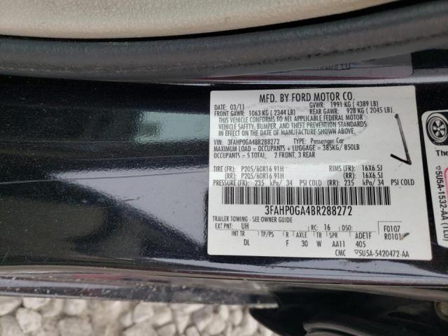 Photo 9 VIN: 3FAHP0GA4BR288272 - FORD FUSION S 