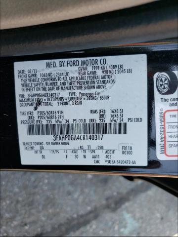 Photo 9 VIN: 3FAHP0GA4CR140317 - FORD FUSION S 