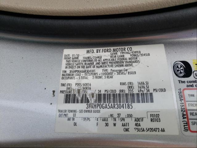 Photo 9 VIN: 3FAHP0GA5AR304185 - FORD FUSION S 