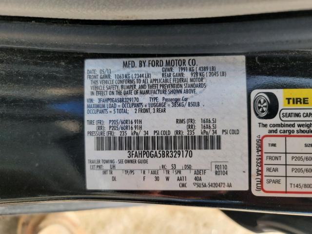 Photo 9 VIN: 3FAHP0GA5BR329170 - FORD FUSION S 