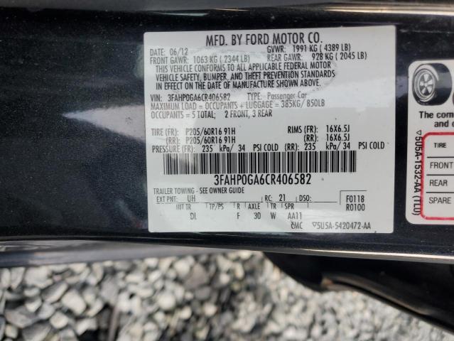 Photo 11 VIN: 3FAHP0GA6CR406582 - FORD FUSION S 