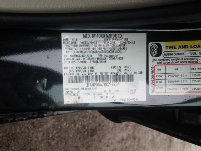 Photo 9 VIN: 3FAHP0GA7BR218734 - FORD FUSION S 