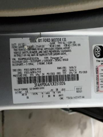 Photo 9 VIN: 3FAHP0GA7CR351026 - FORD FUSION S 