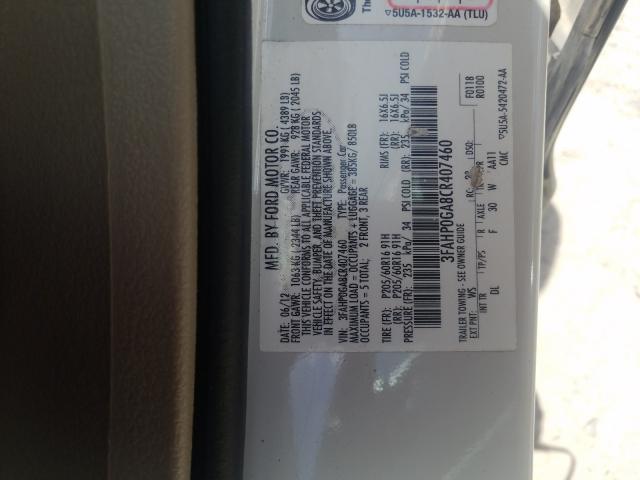 Photo 9 VIN: 3FAHP0GA8CR407460 - FORD FUSION S 