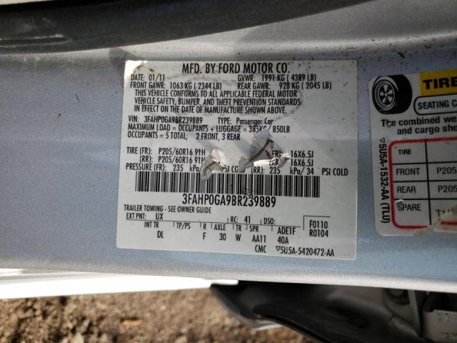 Photo 11 VIN: 3FAHP0GA9BR239889 - FORD FUSION S 