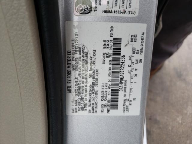 Photo 9 VIN: 3FAHP0GA9CR224536 - FORD FUSION S 