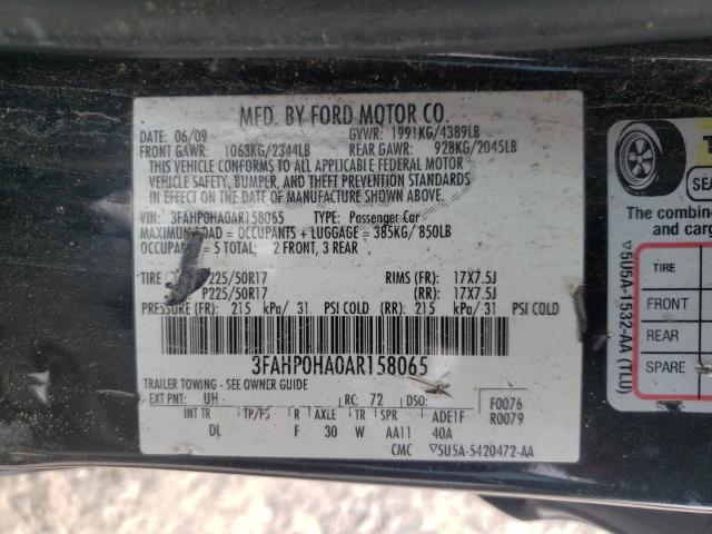 Photo 9 VIN: 3FAHP0HA0AR158065 - FORD FUSION SE 